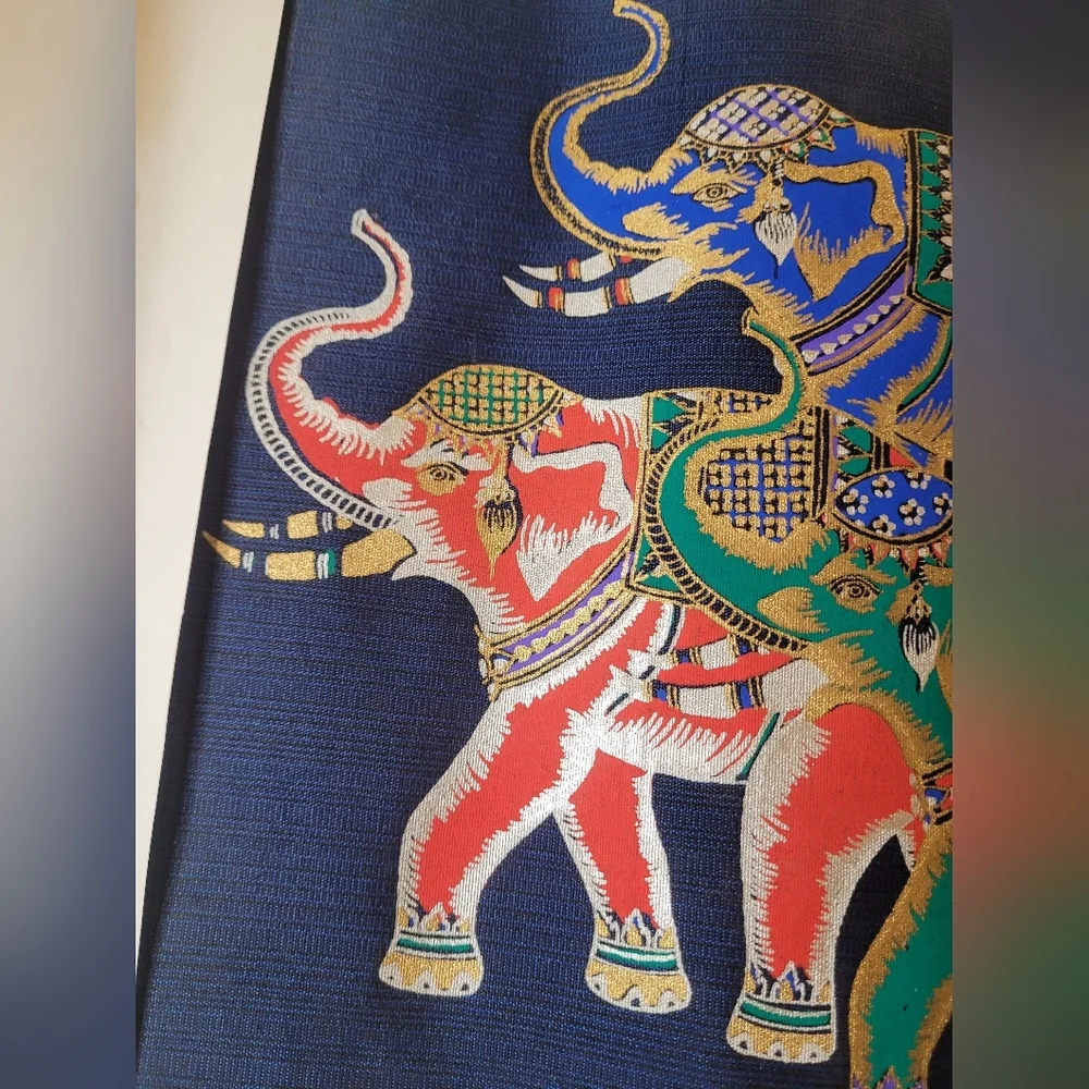 Thai Silk Art Painting Lucky Elephant Tapestry